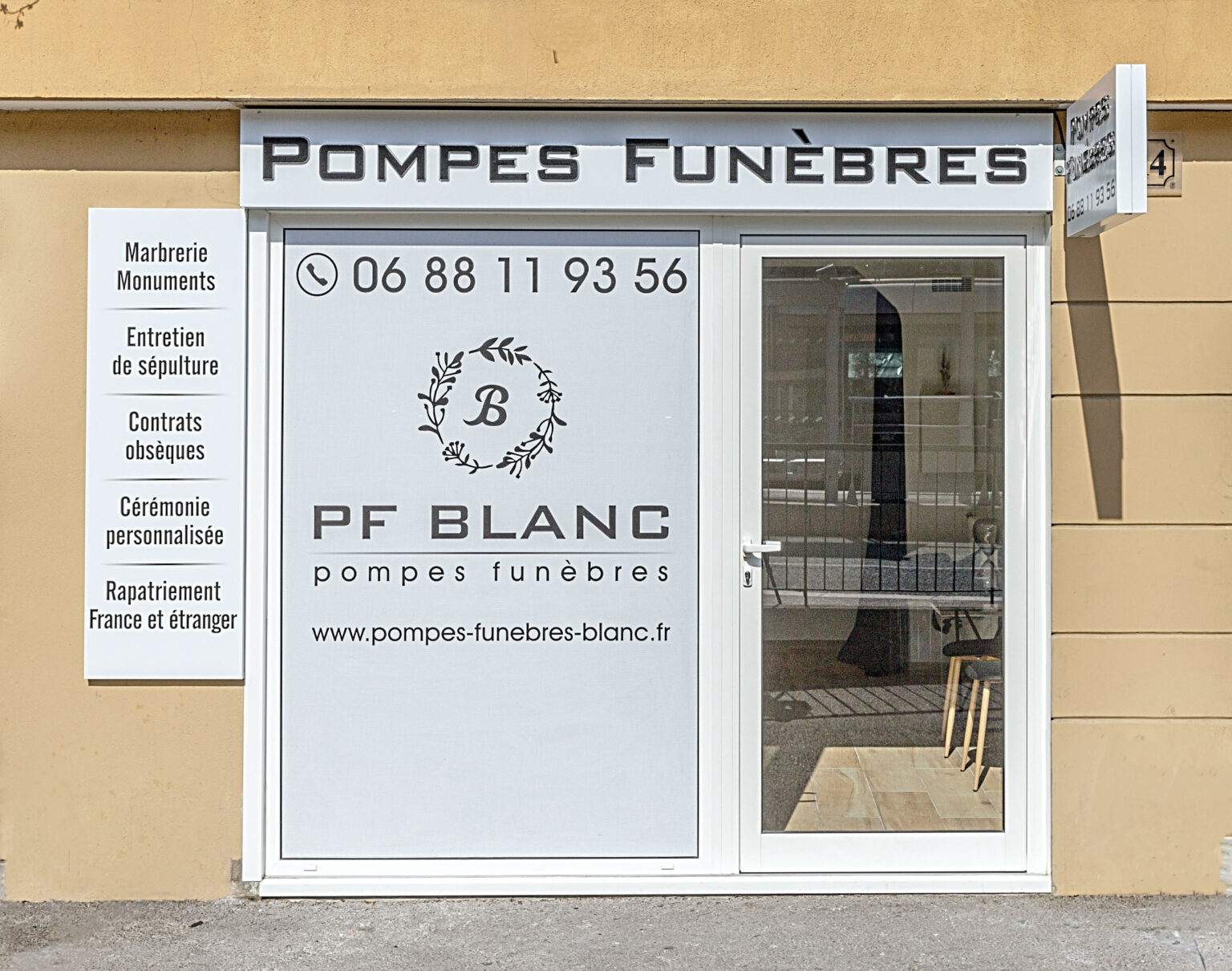 portaille pompes funebres blanc